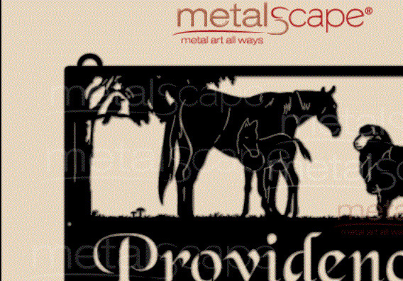 Metalscape - Farm Property Signs-Medium Property Sign -Mare & Foal with Merino