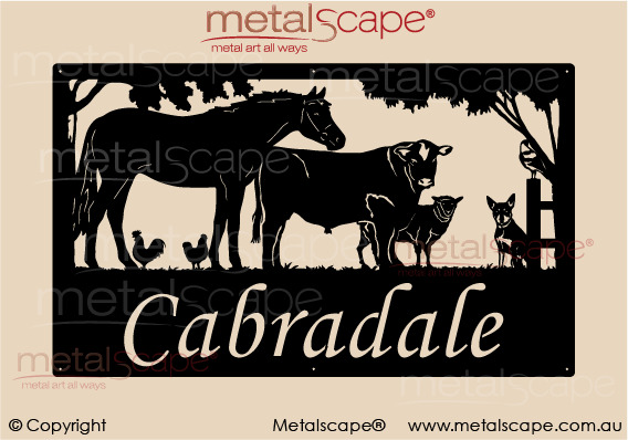 Metalscape - Farm Property Signs-Large Property Sign - Horse, Cow and Farm Animals
