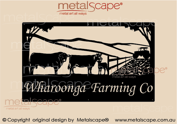 Metalscape - Farm Property Signs-Large Property Sign - Angus Cattle, Tractor & Crop
