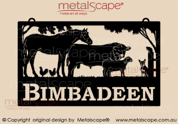 Metalscape - Farm Property Signs-Large Property Sign - Horse, Angus Bull, Dorset Sheep and Cat