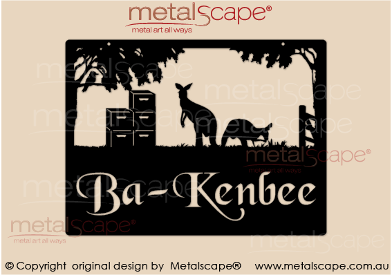 Metalscape - Farm Property Signs-Small Property Sign - Bee Hives & Kangaroos