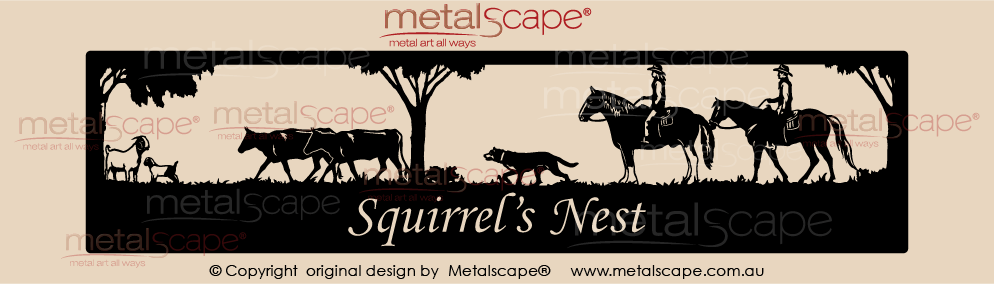 Metalscape - Farm Property Signs-Panoramic Property Sign - Riders and Cattle Muster