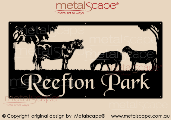 Metalscape - Farm Property Signs-XL Property Sign -  Angus Cow and Dorper Sheep