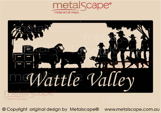 Metalscape - Farm Property Signs-XL Property Sign -   Bee Hives, Merinos, family dogs