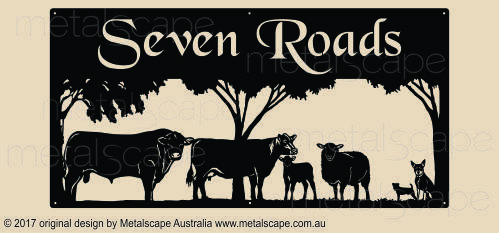 Metalscape - Farm Property Signs-XL Property Sign -  Angus Cattle, Cross Breed Sheep, Jack Russell & Kelpie