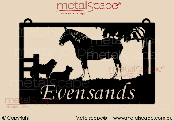 Metalscape - Farm Property Signs-Medium Property Sign -Clydesdale & Dogs