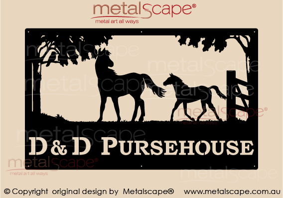 Metalscape - Farm Property Signs-Large Property Sign - Mare & Foal Running
