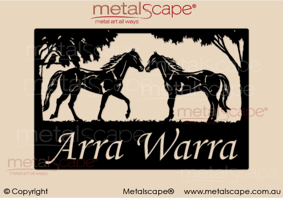 Metalscape - Farm Property Signs-Large Property Sign - 2 Horses facing eachother