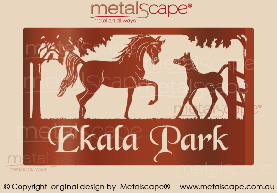 Metalscape - Farm Property Signs-Large Property Sign - Arabian Mare & Foal
