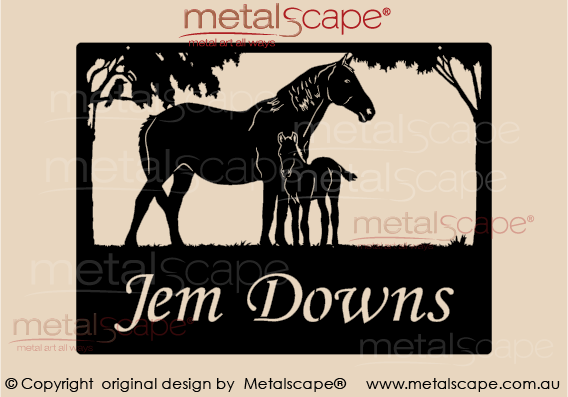 Metalscape - Farm Property Signs-Medium Property Sign - Mare and Foal