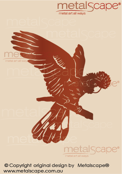 Metalscape - Metal Garden Art - Gardenscape -Black Cockatoo Landing on Branch Wall Art