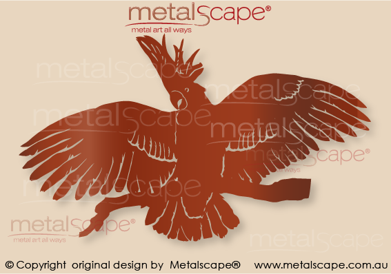 Metalscape - Metal Garden Art - Gardenscape -White Sulphur Crested Cockatoo Wings Out - Wall Art