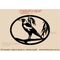 Magpie and Gum Leaves Oval Plaque - Medium