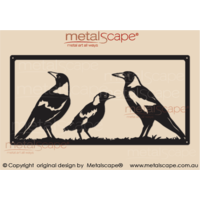 Magpies 2 Adults and Fledgling in Frame - Wall Art