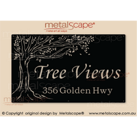 Large Property Sign with Tree Design Classic Cut Style