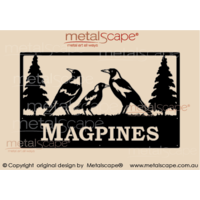 3 Magpies & Pine Trees Large Property Sign