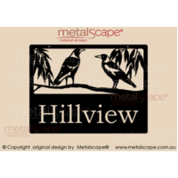 Small Property Sign - 2 x Magpies on branch