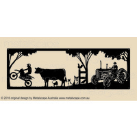 XL Decorative Plaque - Motorbike, Cow, Dogs, Chickens and Massey Ferguson Tractor