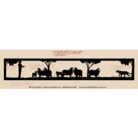 Panoramic Scene - Man Working Merino Sheep & Kelpie
