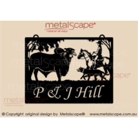Medium Property Sign  Brahman Bull and Horse rider