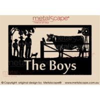 Large Property Sign - Angus Cow, Windmill & 3 Boys
