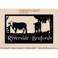 Large Property Sign - 3 x Braford Cattle & Fence