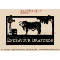 Large Property Sign - Braford Bull, Windmill and Tank