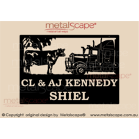 Large Property Sign - Angus Cow & Kenworth Truck