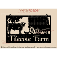 Large Property Sign - Angus Steer and Hay Cart