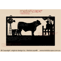 Large Property Sign - Charbray Bull, Windmill, man on fence Boab Tree