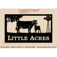 Large Property Sign - Angus Cow & Calf, Windmill
