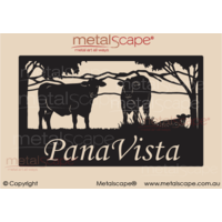 Large Property Sign - Cows, Calf & Mountains Scene