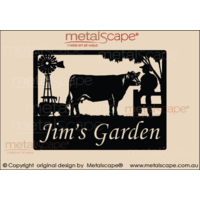 Medium Property Sign - Angus Cow, Tractor and  Windmill