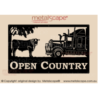Large Property Sign - Angus Steer and Kenworth Truck Cab