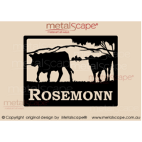 Medium Property Sign  - Cows and Mountain Range