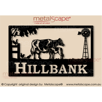 Large Property Sign -  Friesian Cow, Calf and Windmill