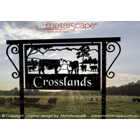 Large Property Sign - Hereford Cows and Mountain Range