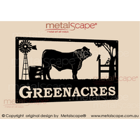 Large Property Sign -  Charbray Bull, Windmill, Boab Tree, Magpie and Kookaburra