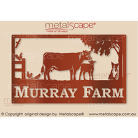 Large Property Sign - Angus Cow, Calf & Collie