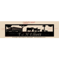 Panoramic Farm Property Sign - Angus Cattle, windmill & 4 riders
