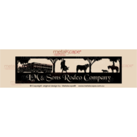 Panoramic Farm Property Sign - Truck, Rodeo, Charbray bull and rider