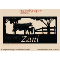 XL Property Sign - Angus Cow, Calf & Fence