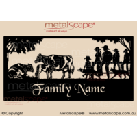XL Property Sign - Friesian Cattle and Family