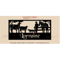 XL Property Sign - Santa Gertrudis Cattle, Stockman Horse