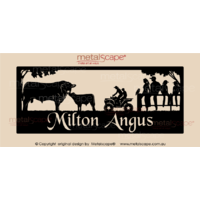 XL Property Sign -Angus Bull, Calf, Quad, Family on Fence