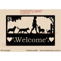 Medium Property Sign - Female and 3 Kelpie Dogs