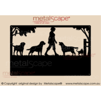 Medium Property Sign - Lady with three Labrador dogs and Cat
