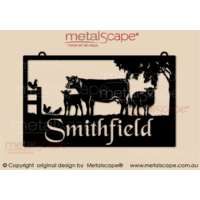 Large Property Sign - Angus Cow and Calf, Sheep and Chickens