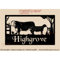 Large Property Sign -Hereford Bull, Dorper Sheep, Collie, Boab Tree