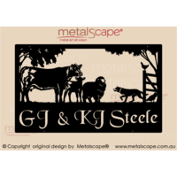 Large Property Sign - Angus Cow & Calf, Merino Ewe, Kelpie and Chickens